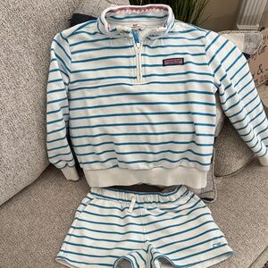 Striped Blue and White Girl’s Short Set